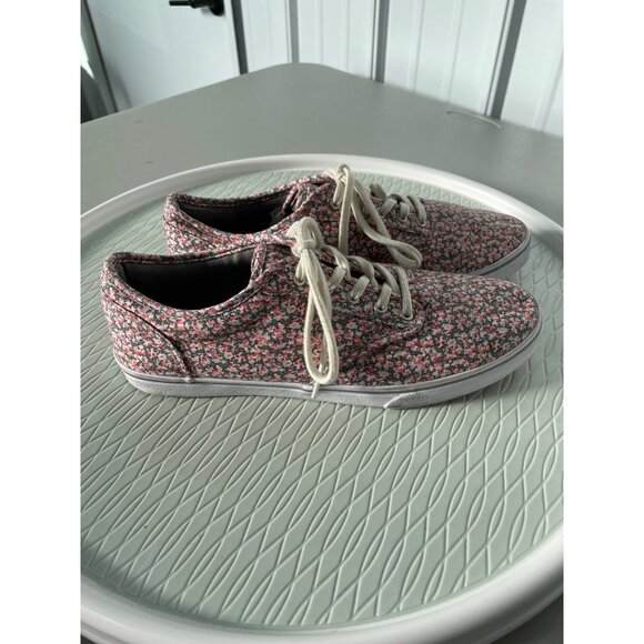 Vans Floral Lace Up Canvas Sneakers Women 8.5 US Round Toe Streetwear Pink Multi - Picture 3 of 10
